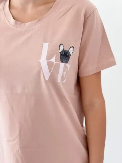 カスタムLOVEペットポートレートプリントフロント＆バックスウェットシャツパーカーTシャツ