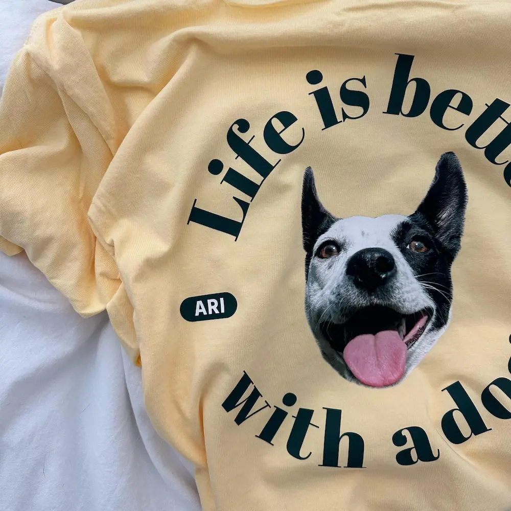 カスタムペット写真ヴィンテージロゴスタイルのTシャツ、スウェットシャツ、パーカー