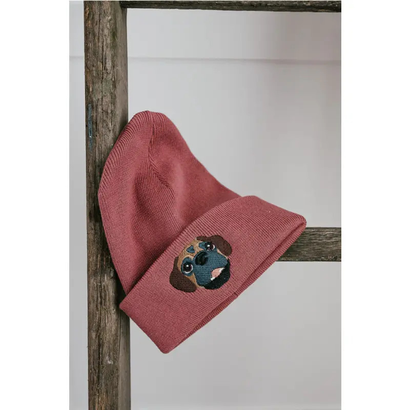 カスタム刺繍のペットの肖像画リサイクルオーガニックビーニーハット