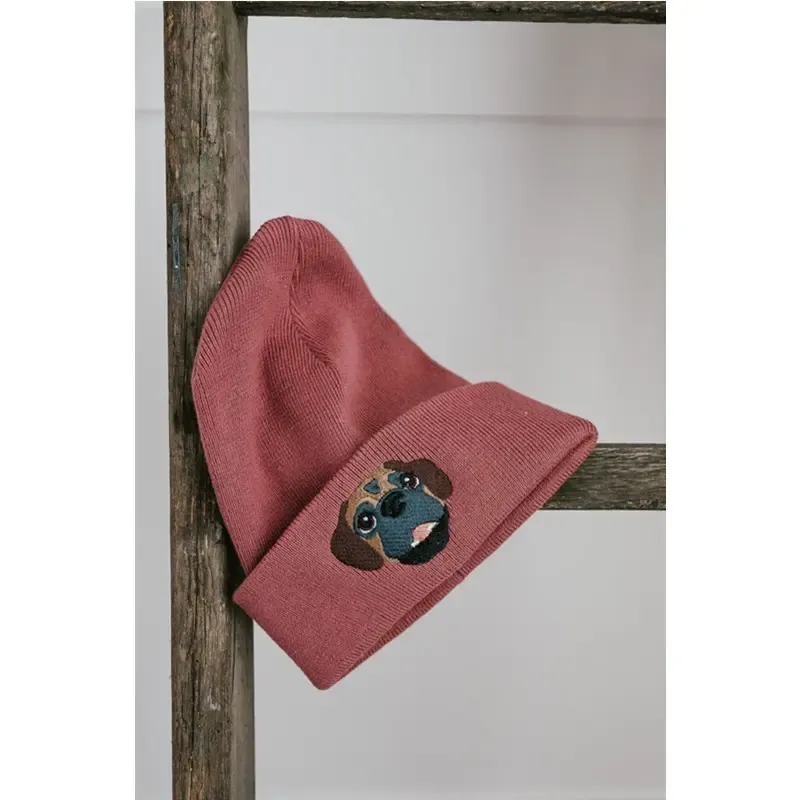 カスタム刺繍のペットの肖像画リサイクルオーガニックビーニーハット