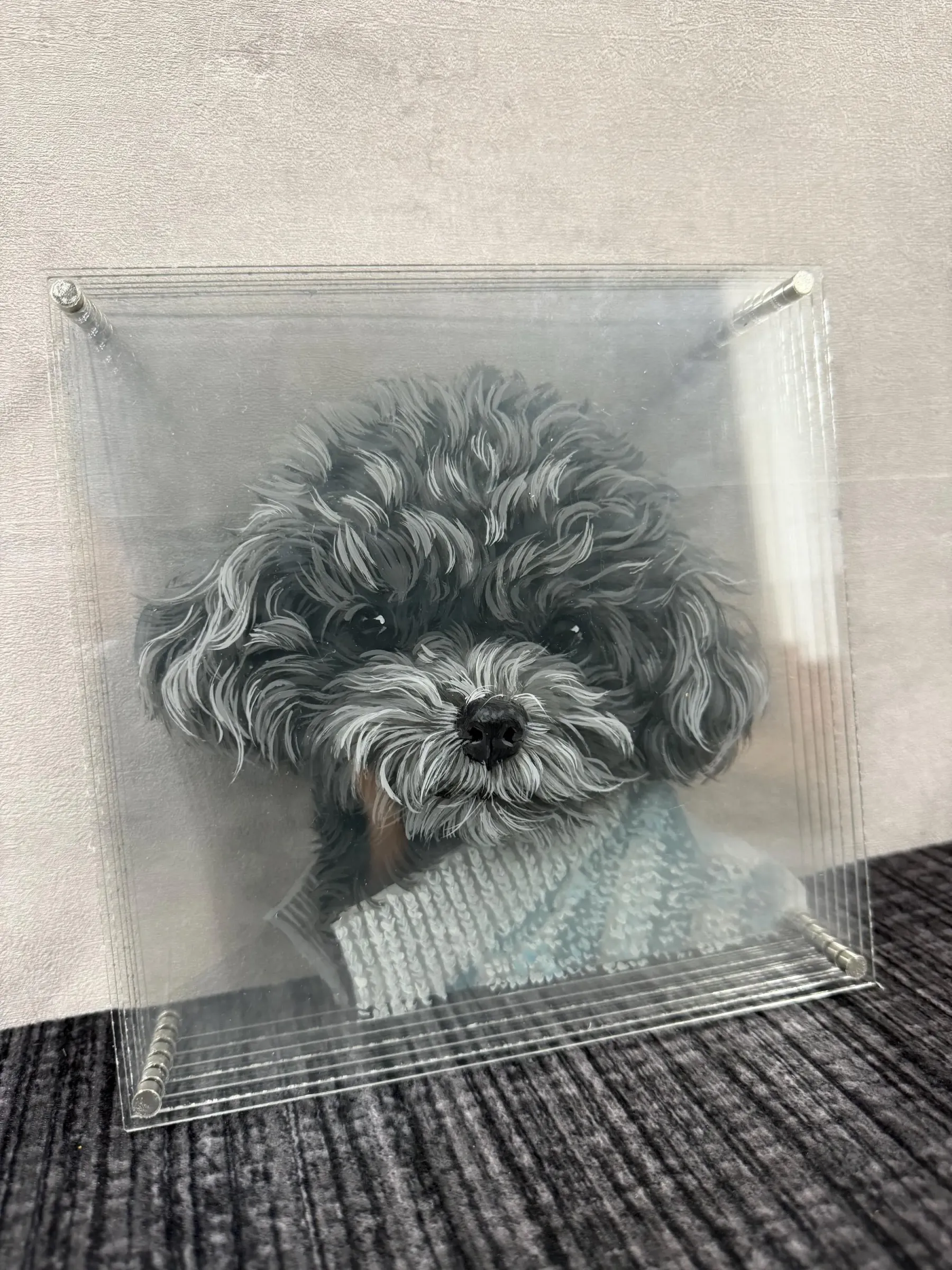 手書きペット肖像画3Dレイヤードアクリルオーナメント｜犬・猫のカスタム記念品