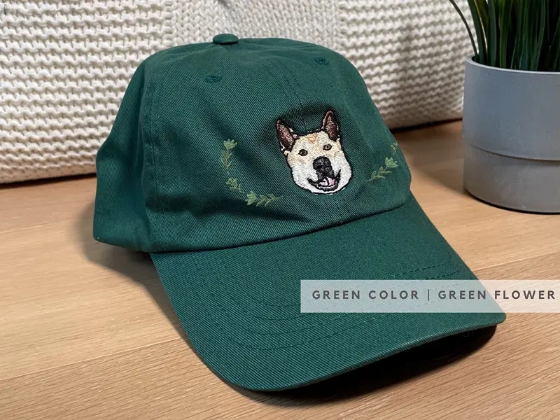 オーダーメイド刺繍ペットポートレート & ネーム リーフ