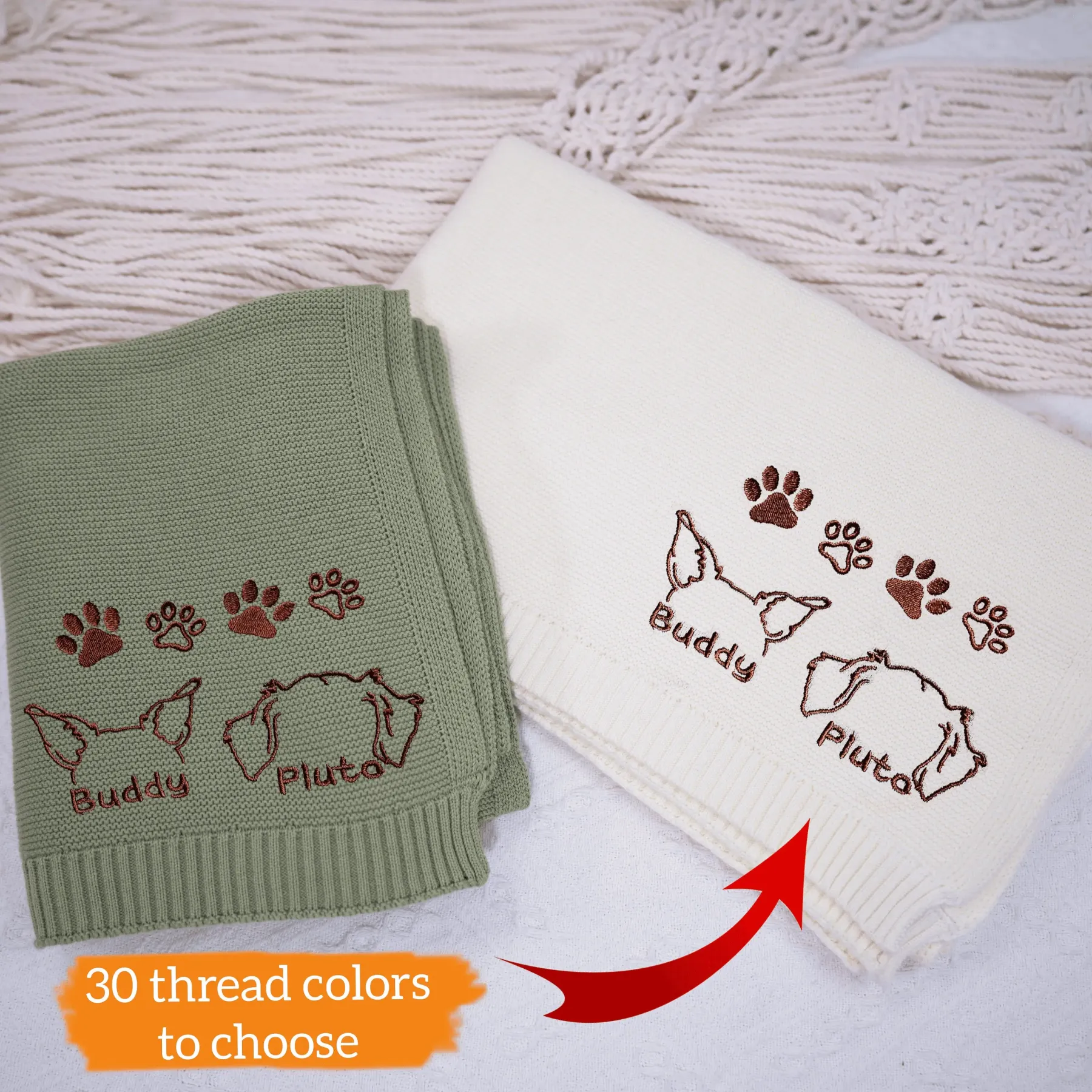 カスタムペットの耳パターンのニットブランケット