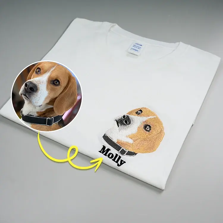 ペット刺繍 写実風ペットの肖像画が入ったカスタム刺繍スウェットシャツ