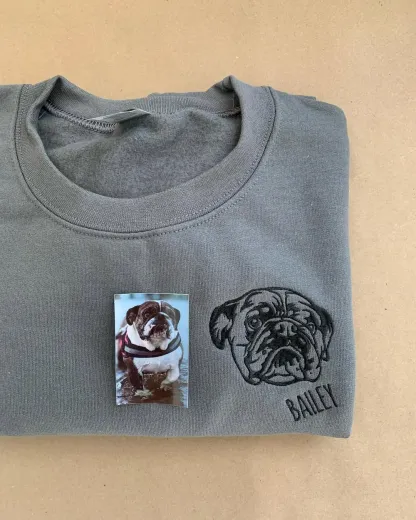 ペットの顔刺繍スウェット、Tシャツ、パーカー