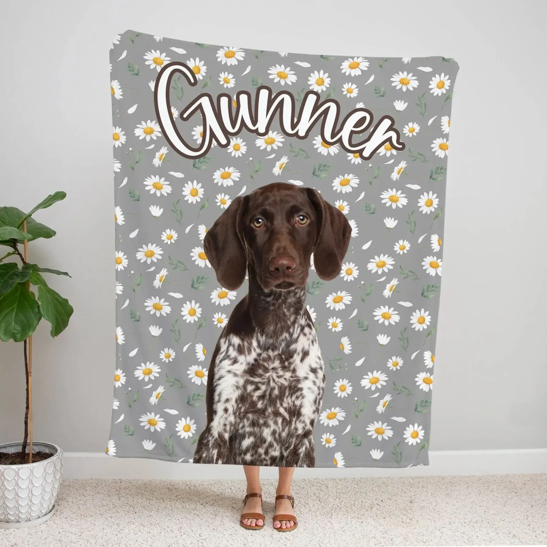 カスタマイズされたペットの写真の花柄ブランケット