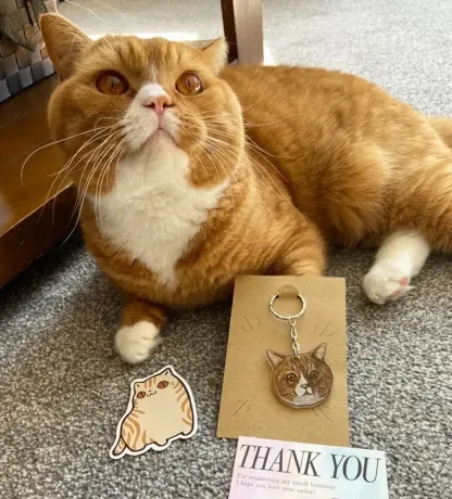 カスタムペットキーリング 犬の絵 ペットの肖像画 キーチェーン