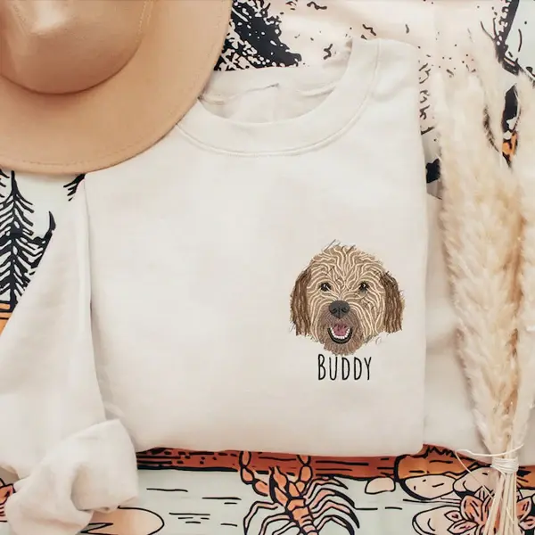 犬の刺繍付きグレーのパーカー（希少） ezパーカー（杢グレー） パーカー