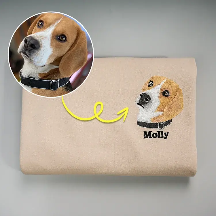 写実風ペットの肖像画が入ったカスタム刺繍スウェットシャツ