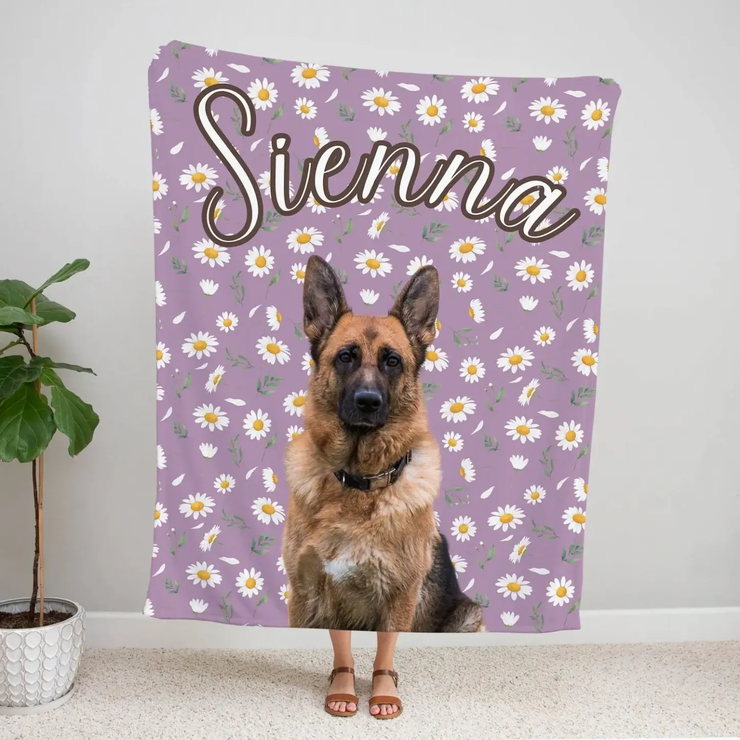 カスタマイズされたペットの写真の花柄ブランケット
