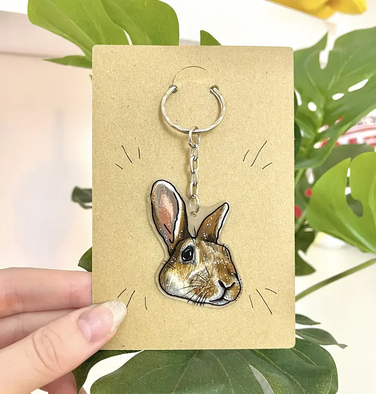 カスタムペットキーリング 犬の絵 ペットの肖像画 キーチェーン