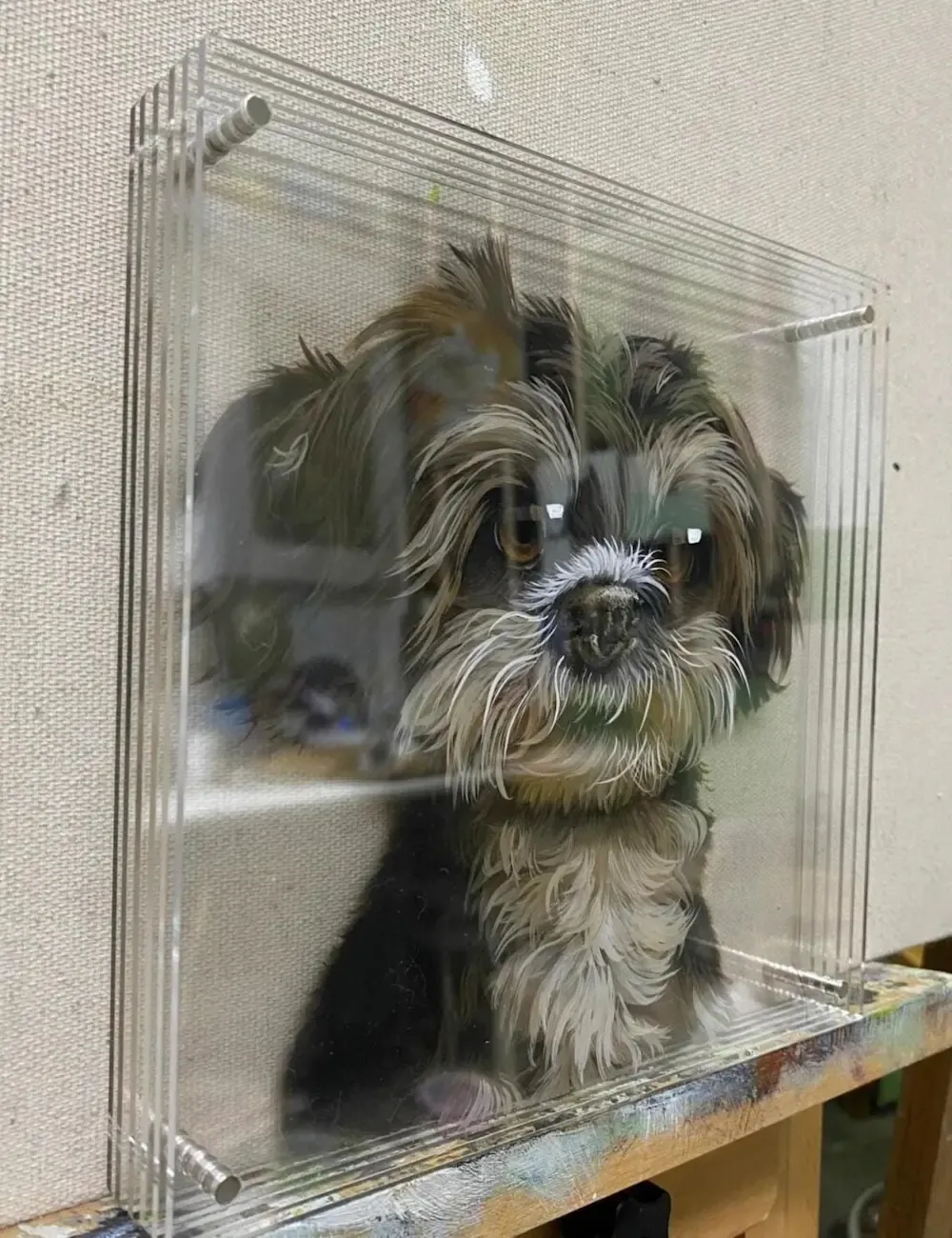 手書きペット肖像画3Dレイヤードアクリルオーナメント｜犬・猫のカスタム記念品