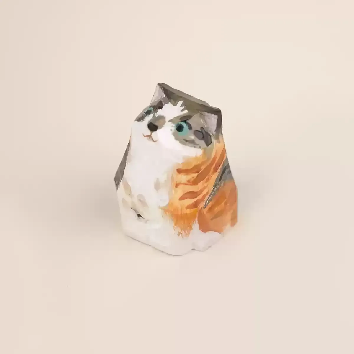 カスタム猫木彫りのストラップ-色だけカスタム