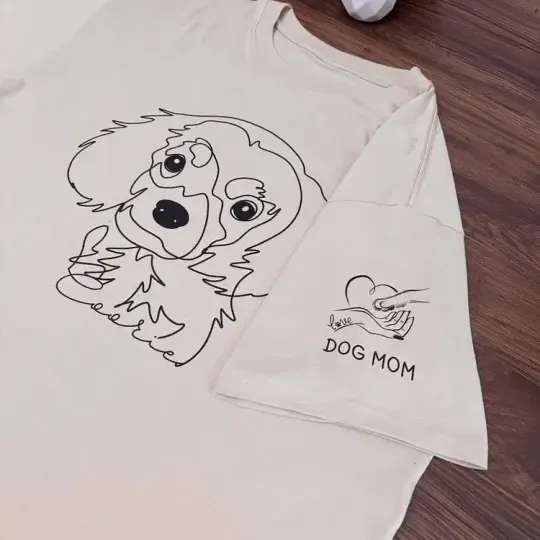 カスタムペット写真のシンプルな抽象ラインスタイルのTシャツスウェットシャツパーカー