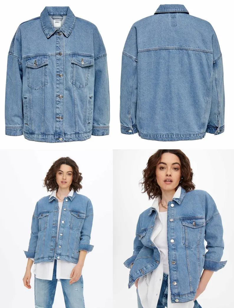 カスタムペットの肖像画手描き印刷転写デニムジャケット-フルサイズの肖像画