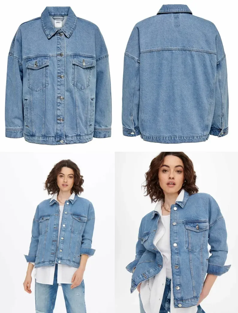 カスタムペットの肖像画手描き印刷転写デニムジャケット-フルサイズの肖像画