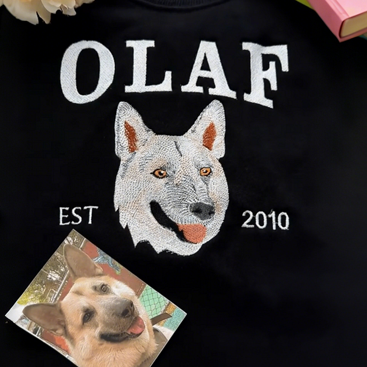 🔥Hot Sale🔥漫画風ペットの肖像画が入ったカスタム刺繍スウェットシャツ