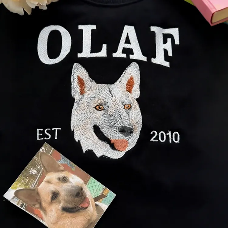 🔥Hot Sale🔥漫画風ペットの肖像画が入ったカスタム刺繍スウェットシャツ