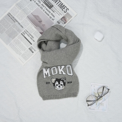 漫画風カスタム刺繍ペットポートレート織りスカーフ-welikecustom-MJ