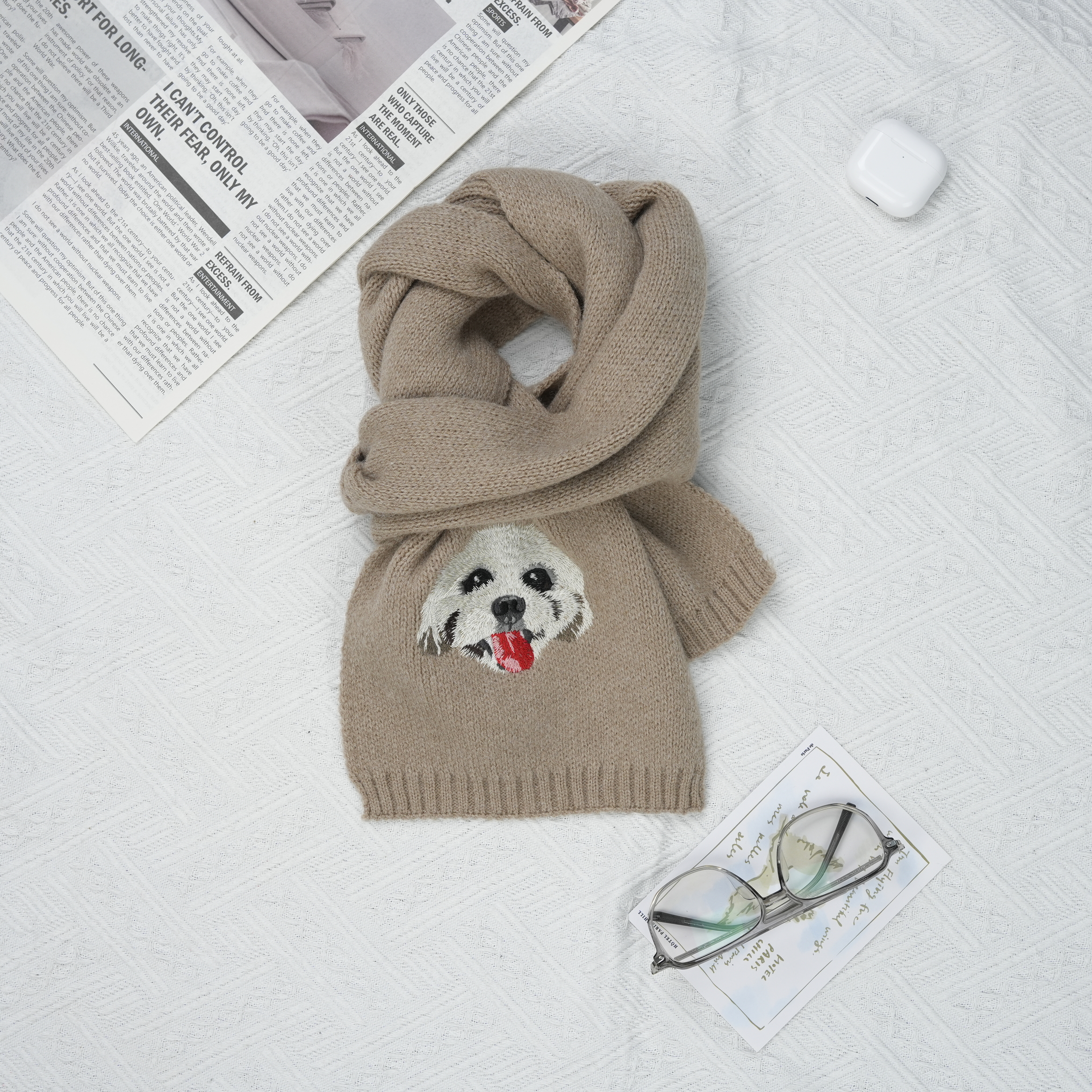 カスタム刺繍ペットポートレート織りスカーフ-welikecustom-MJ