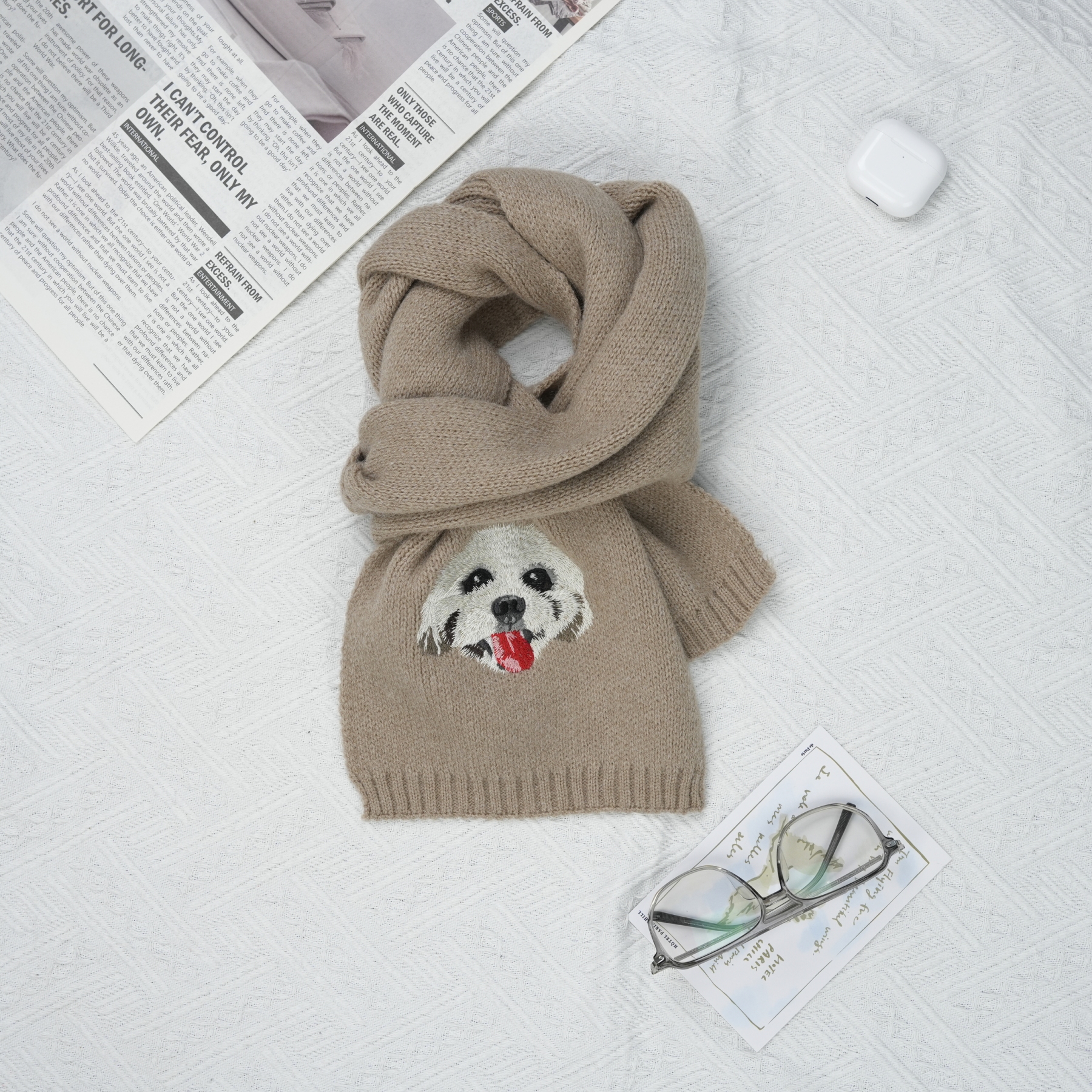 カスタム刺繍ペットポートレート織りスカーフ-welikecustom-MJ