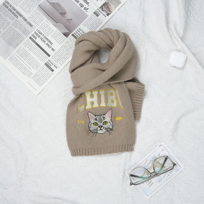 漫画風カスタム刺繍ペットポートレート織りスカーフ-welikecustom-MJ