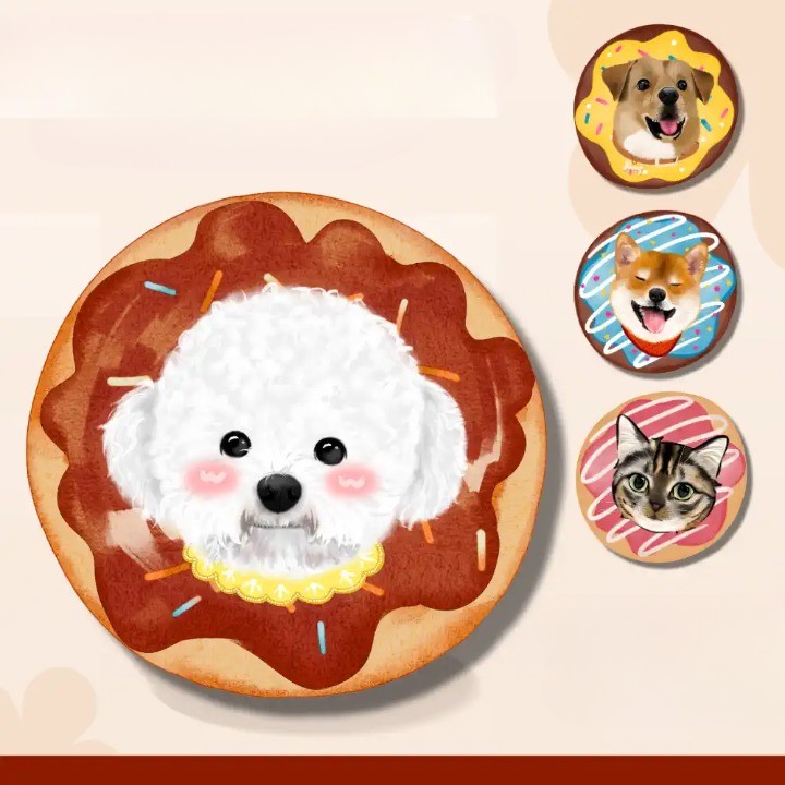 オーダーメイドのペット手描き風ドーナツクッション-welikecustom-MJ