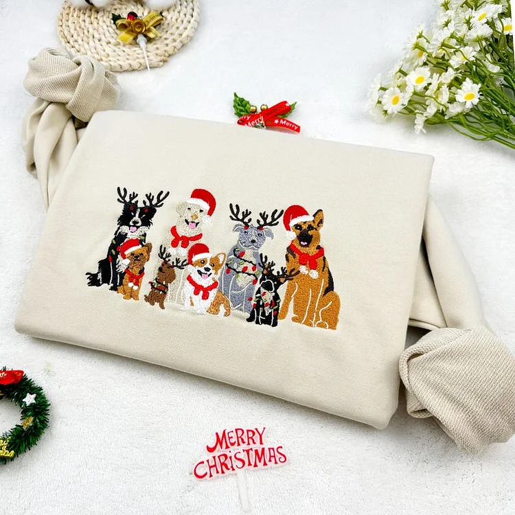 クリスマスシリーズペットの家園刺繡Tシャツ、トレーナー、パーカ-welikecustom-MJ
