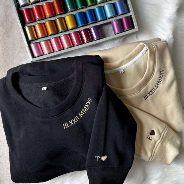 カスタム刺繍の日付ローマ数字Tシャツ、スウェットシャツ、パーカー-welikecustom-MJ