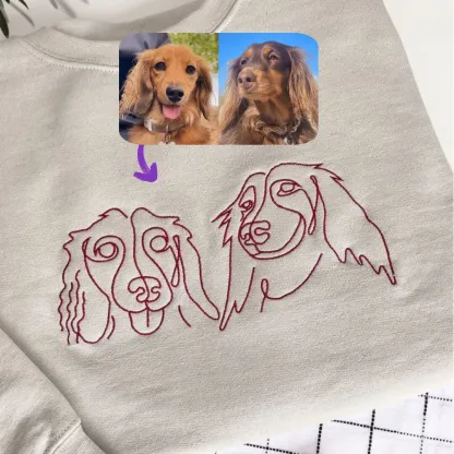🐶ペットの写真シルエットをアート風に刺繍したTシャツ、スウェットシャツ、パーカーをカスタムメイド-welikecustom-MJ
