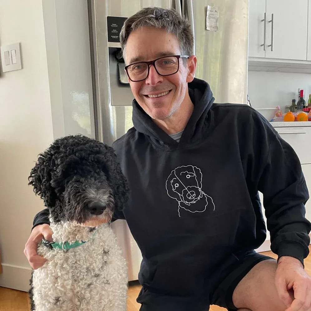 🐶ペットの写真シルエットをアート風に刺繍したTシャツ、スウェットシャツ、パーカーをカスタムメイド-welikecustom-MJ