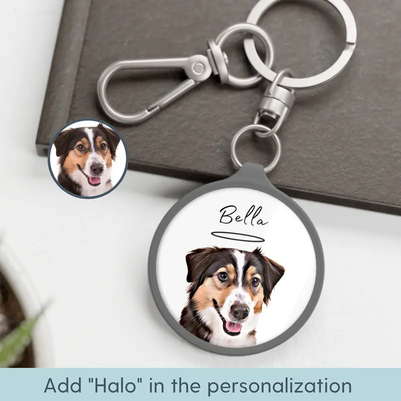 カスタムペットキーホルダー ペットの写真+名前入りの犬用キーホルダー