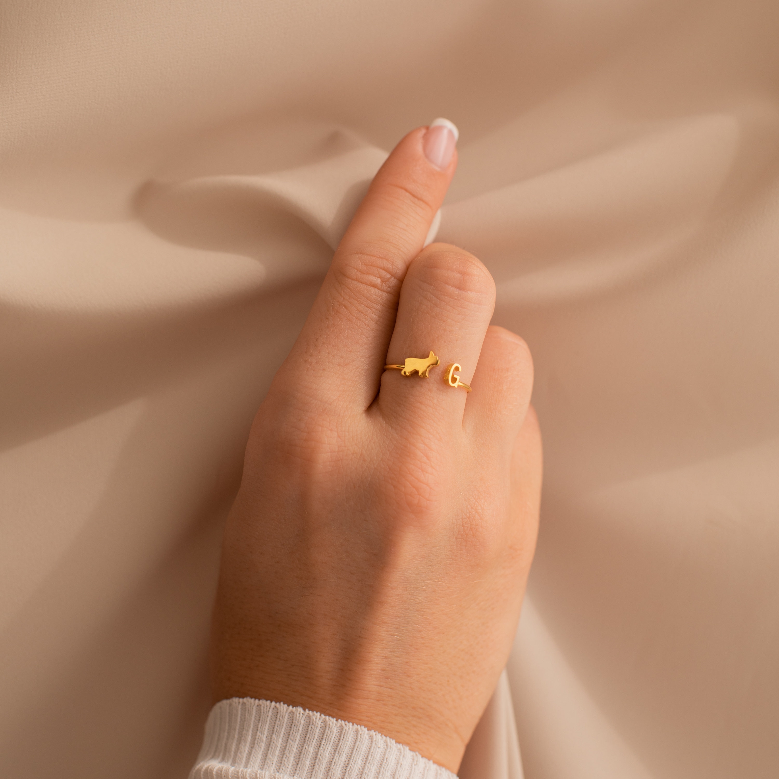 パーソナライズされたペットイニシャルリングチャームリング-welikecustom-MJ