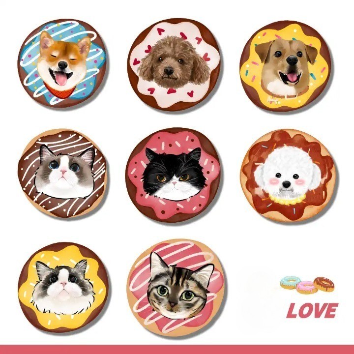 オーダーメイドのペット手描き風ドーナツクッション-welikecustom-MJ