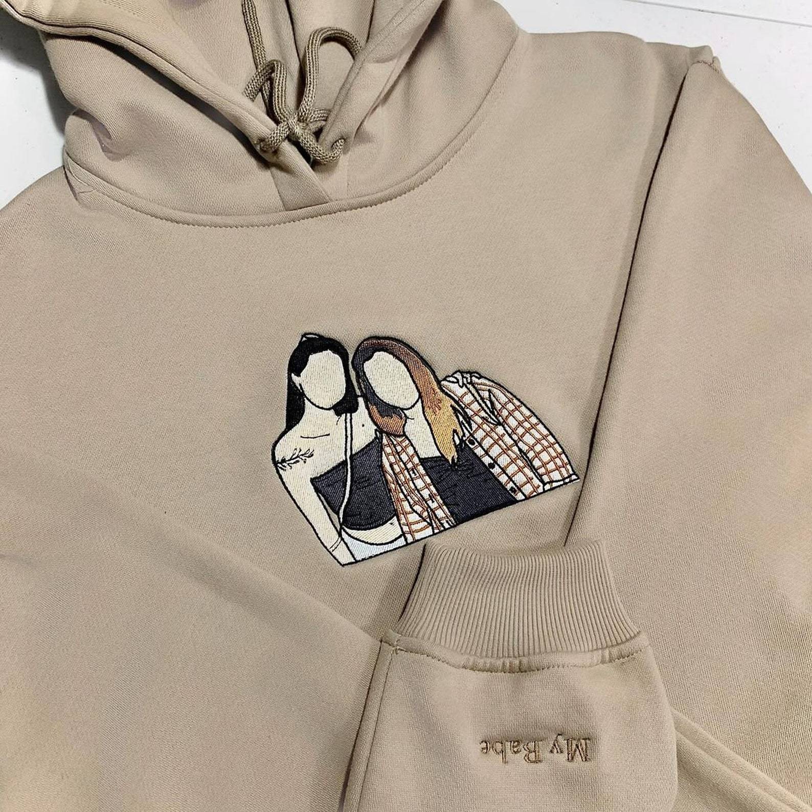 パーソナライズされたペットの写真の刺繍スウェットシャツ パーカー T シャツ-welikecustom-MJ