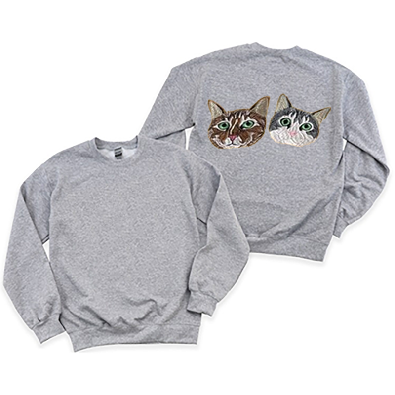 カスタム刺繍ペットポートレートパーカー、スウェットシャツの背面に刺繍ペットポートレート-welikecustom-MJ