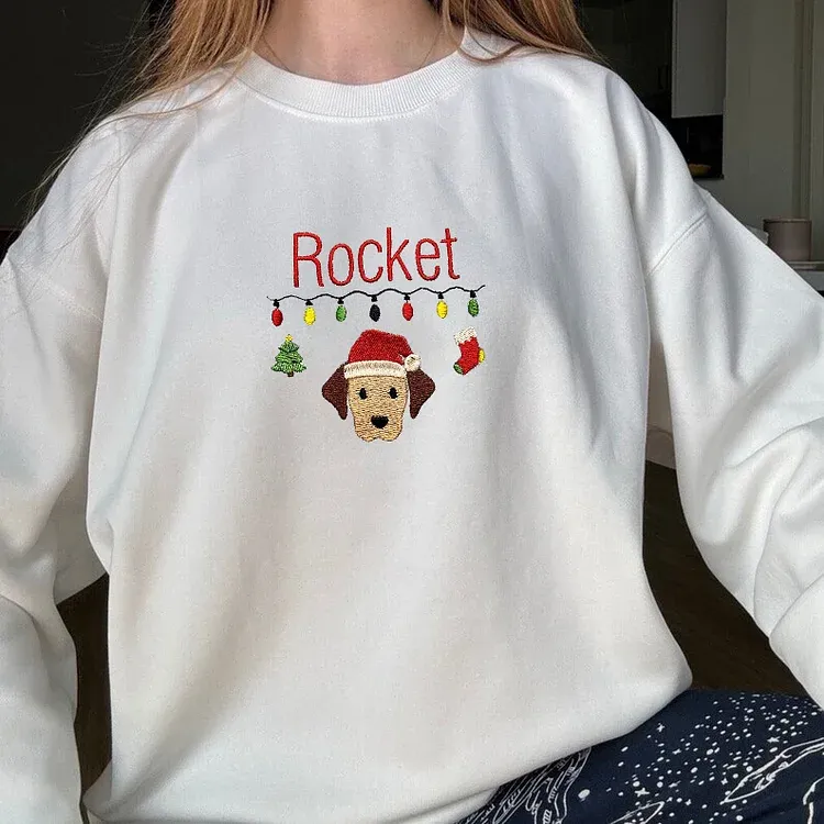 カスタム ペットの刺繍入りクリスマス ライト コレクション T シャツ、スウェットシャツ、パーカー-welikecustom-MJ