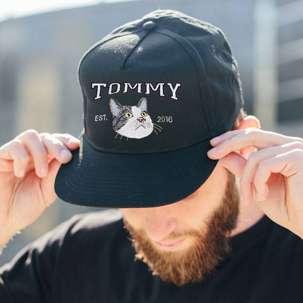 ペットの名前が入ったカスタム刺繍のペット肖像野球帽