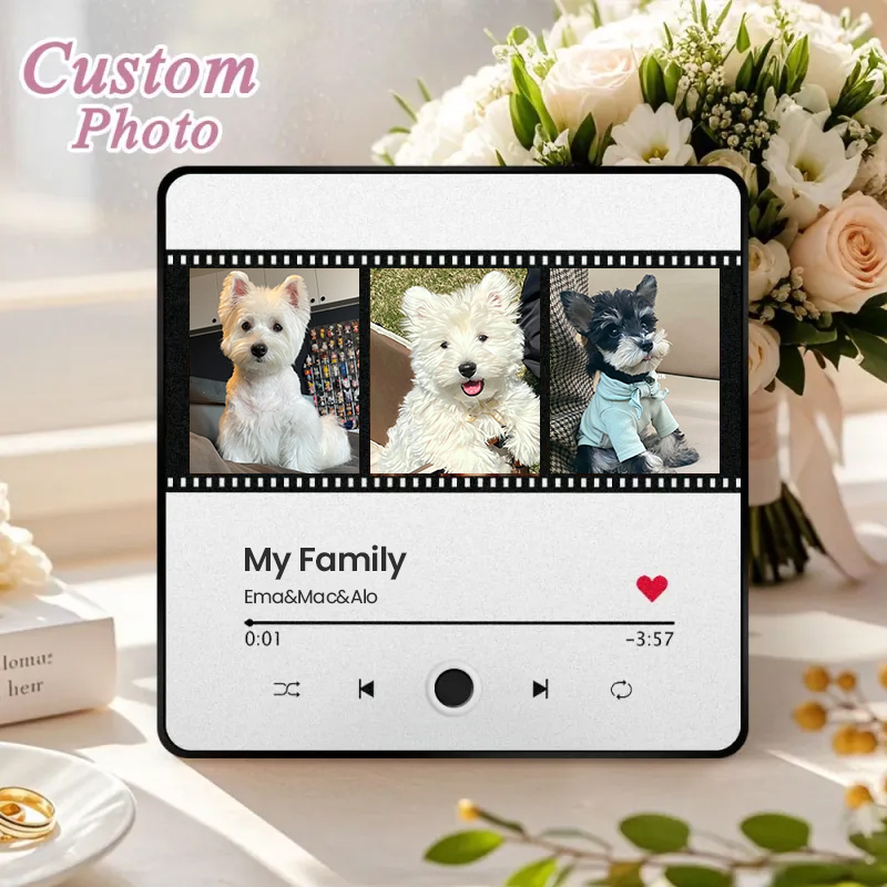 音楽再生可能 ペット写真冷蔵庫マグネットF - 毎日聴ける思い出のプレイヤー