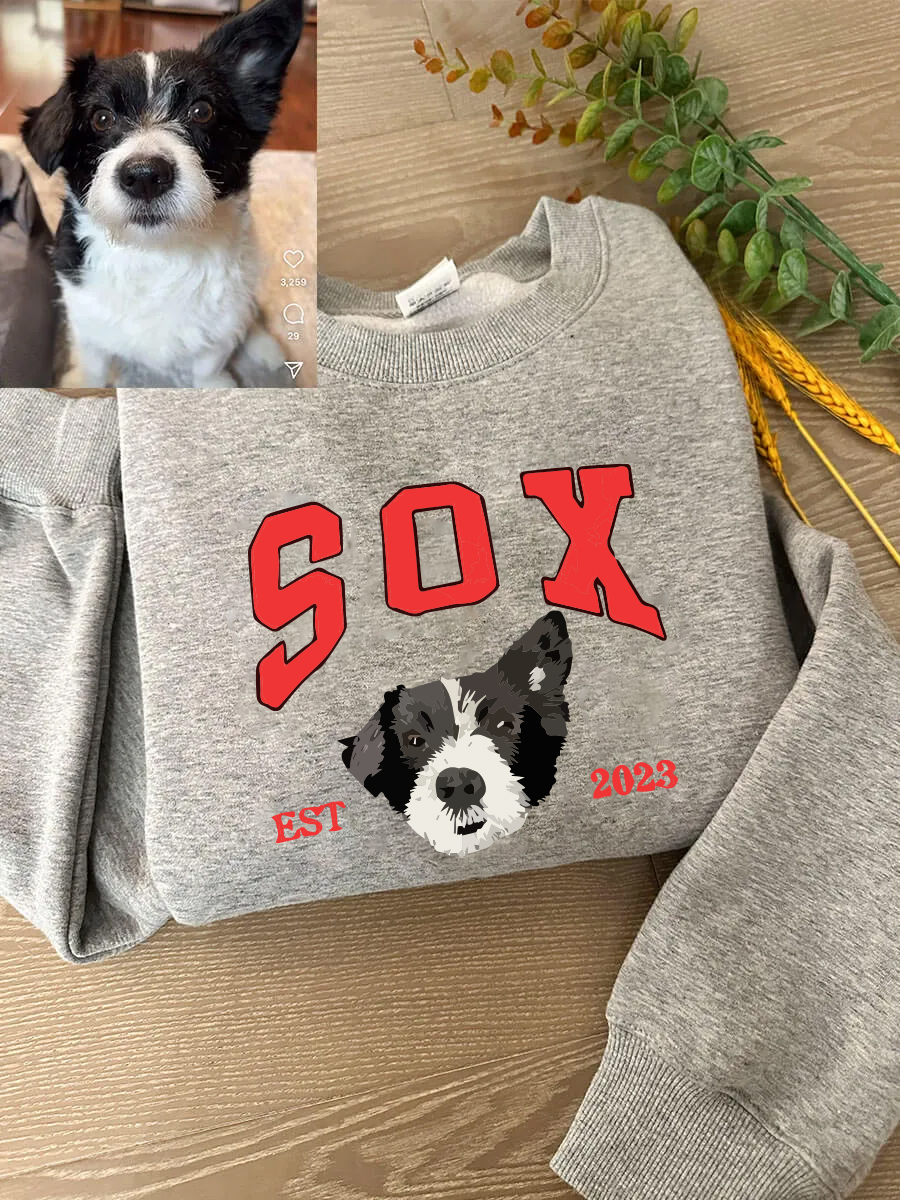 手描きスタイルカスタムペット写真Tシャツ、トレーナー、パーカー-welikecustom-MJ