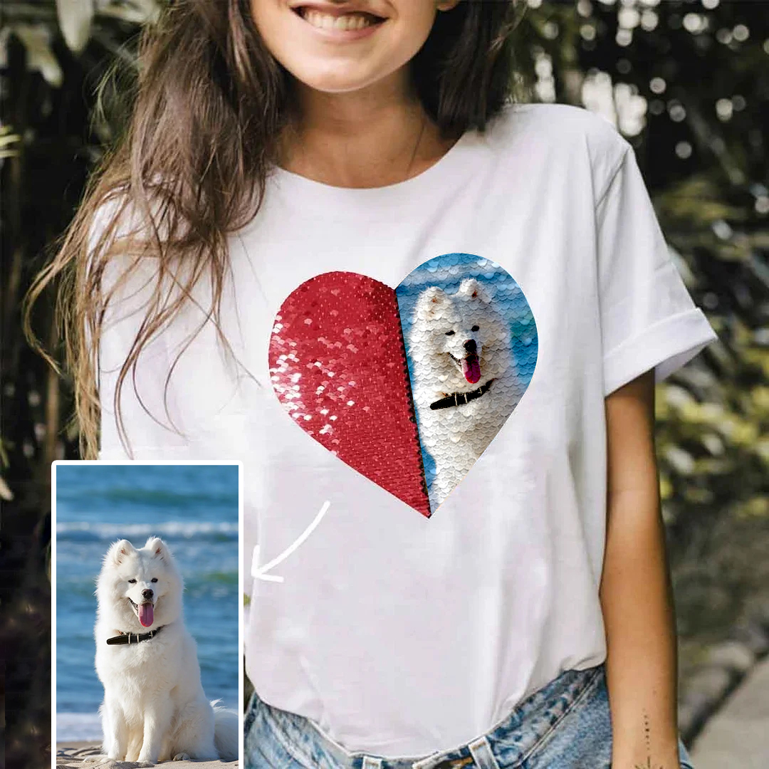 ペットの写真をカスタマイズするスパンコールTシャツ、トレーナー、パーカ-welikecustom-MJ