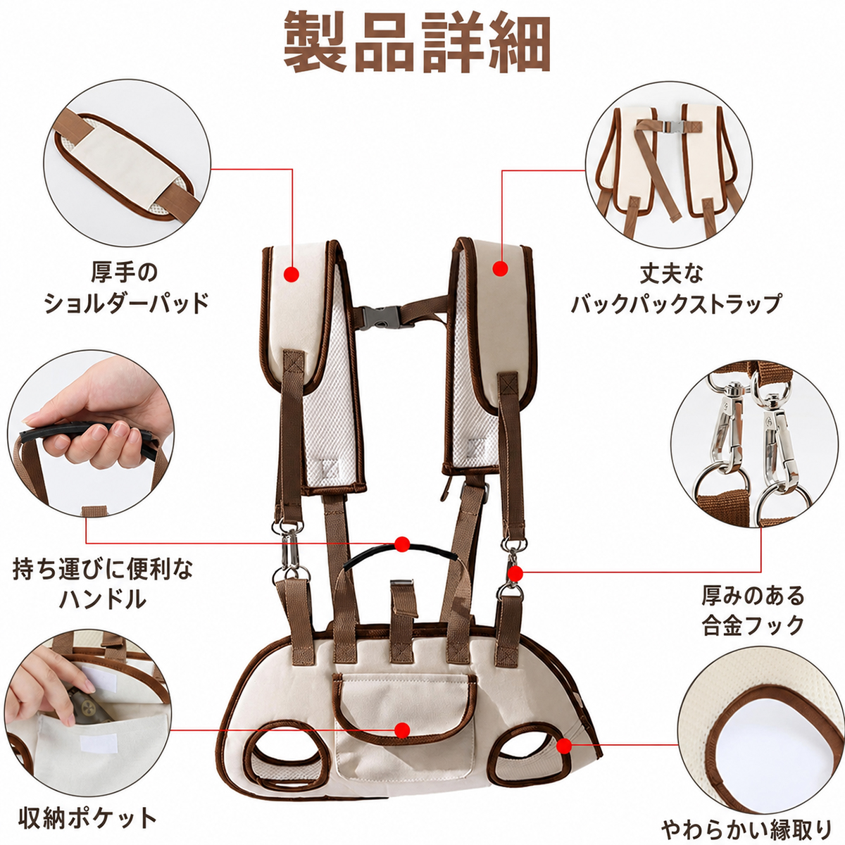 ペット用カスタマイズ可能キャリーバッグ - 3WAY 通気性抜群 斜めがけ/手提げ/バックパック 小型犬用 名前刺繍付き