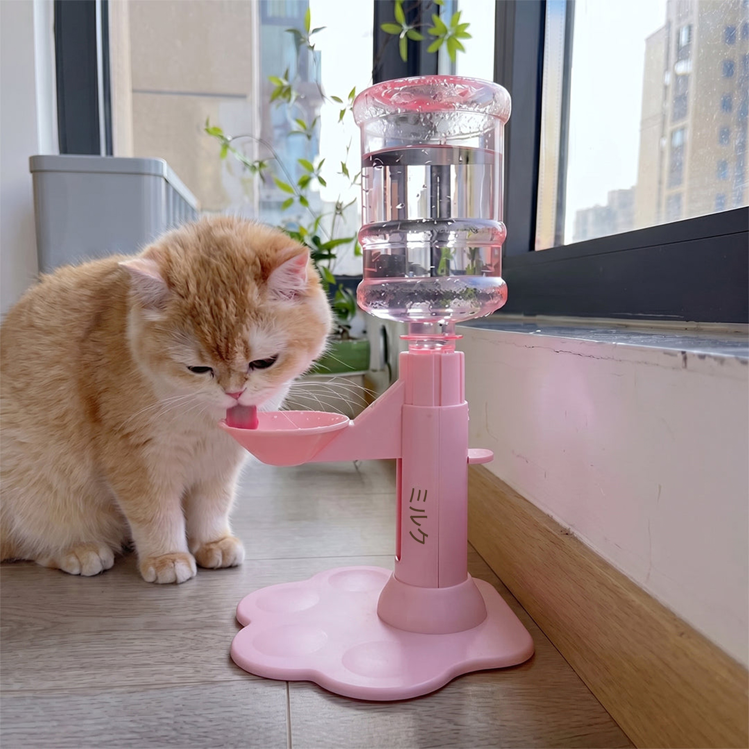 名前カスタム】ペット用自動給水器｜4段階高さ調節・重力自動給水・飛び散り防止＆滑り止め｜猫・小型犬用