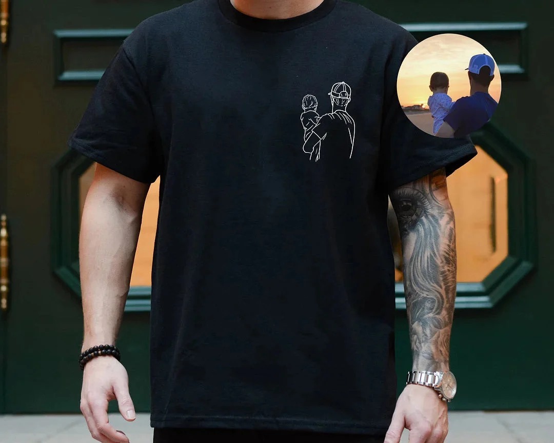 父の日限定 写真シルエット刺繍カスタムトップス-welikecustom-MJ