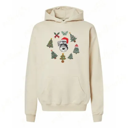 写実風お祝いの刺繍要素を備えたカスタムペットポートレートクリスマススウェットシャツ-welikecustom-MJ