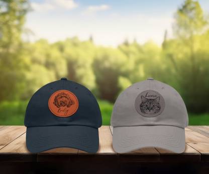 カスタムペットパパハット、レザーパッチハット、パーソナライズされた犬の肖像画ユニセックス犬用ハット-welikecustom-MJ