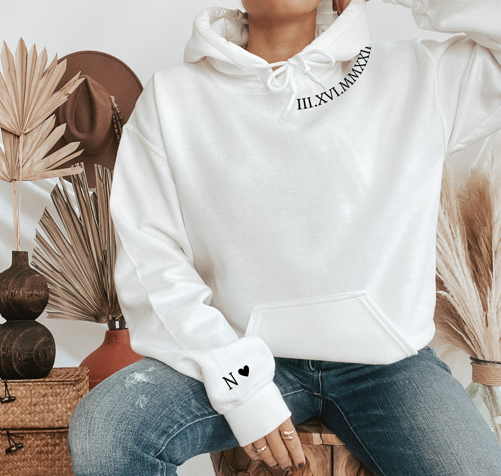 カスタム刺繍の日付ローマ数字Tシャツ、スウェットシャツ、パーカー-welikecustom-MJ