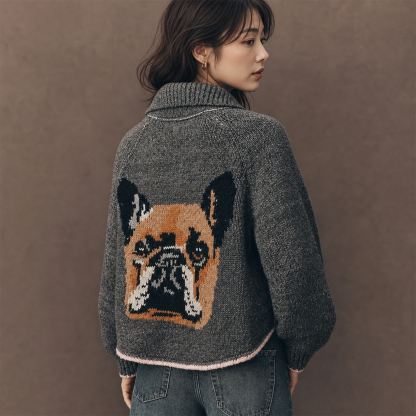 【オーダーメイド】愛犬・愛猫ポートレート ニットカーディガン ｜世界に一つだけのペット似顔絵セーター