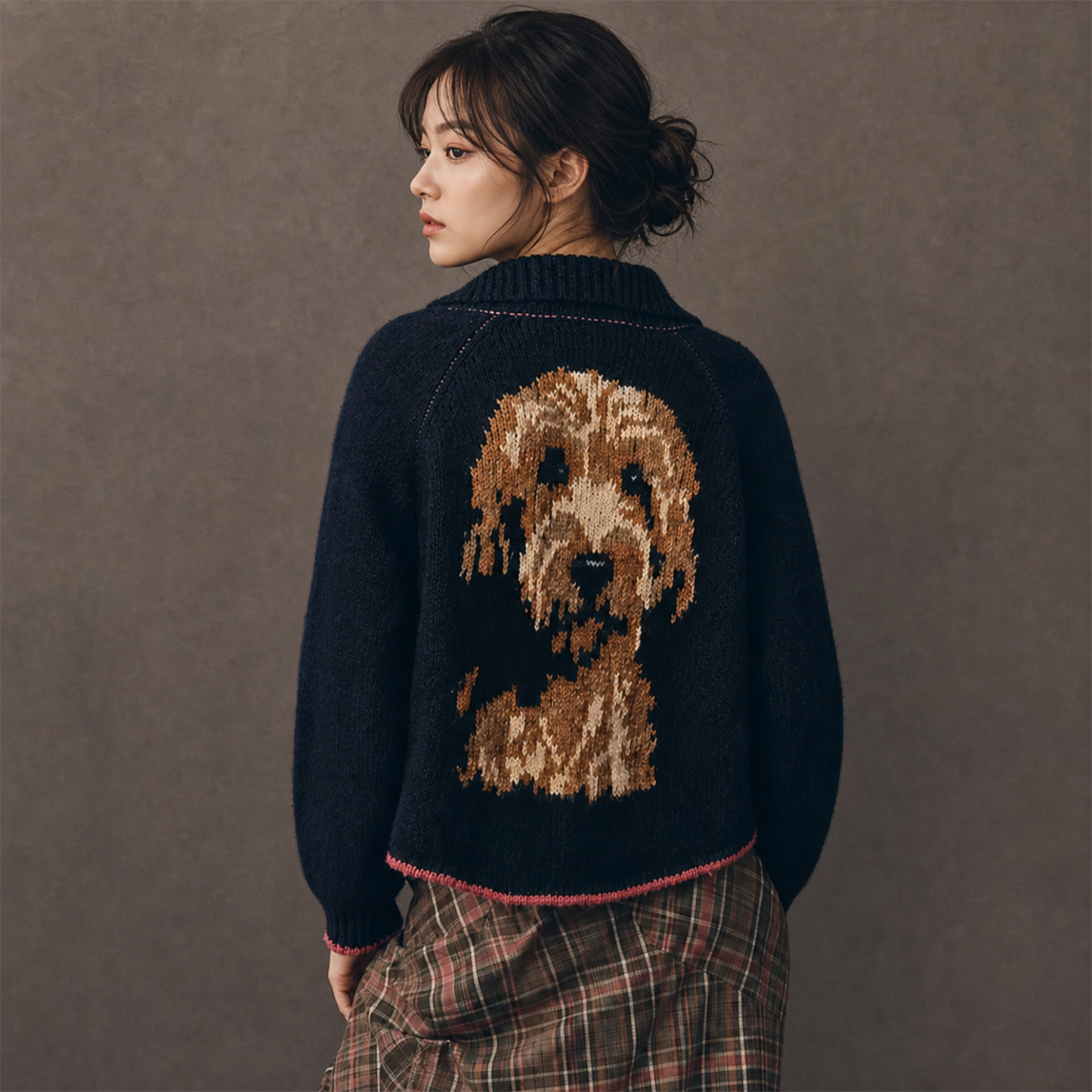 【オーダーメイド】愛犬・愛猫ポートレート ニットカーディガン ｜世界に一つだけのペット似顔絵セーター