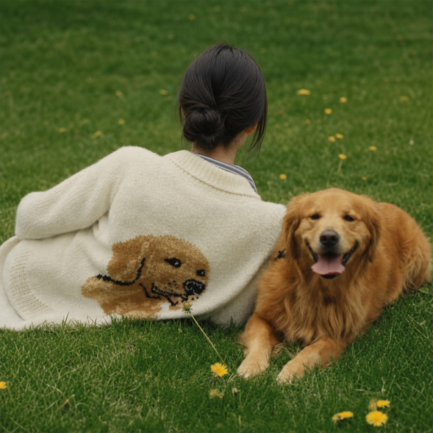 【オーダーメイド】愛犬・愛猫ポートレート ニットカーディガン ｜世界に一つだけのペット似顔絵セーター